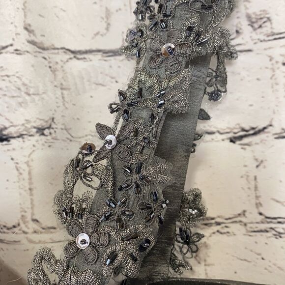 XSCAPE BY JOANNA CHEN Pewter Gray Ruched One Shoulder‎ Mermaid Prom Gown Dress 4 - Picture 7 of 15